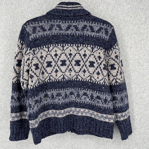 Talbots Womens Vintage Wool Full Zip Cardigan Sweater Size S Petite Blue Nordic - Picture 3 of 10